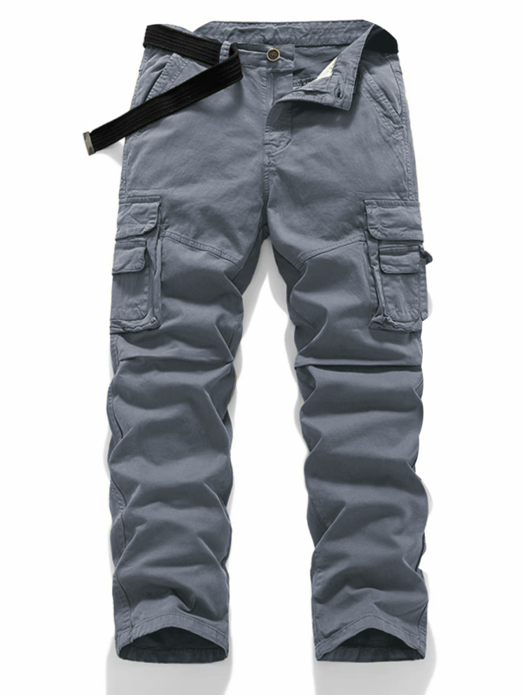 Men's Casual Straight-Leg Cargo Pants with Belt – Multi-Pocket, All-Season Comfort for Daily Streetwear