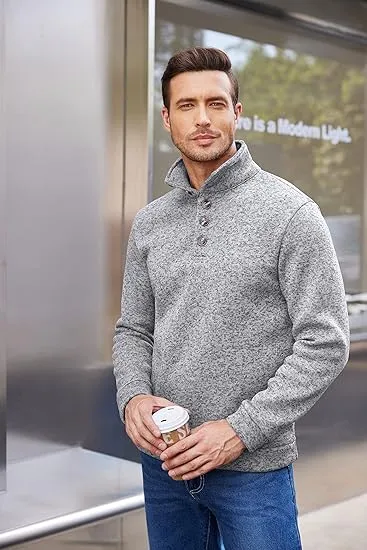 Men's Casual Slim Fit Pullover Sweater Knitted Thermal Sweatshirt.Fleece-lined For Warmth And Wind Protection.Comfortable And Stylish