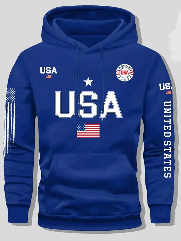 USA Flag Print Unisex Hoodie