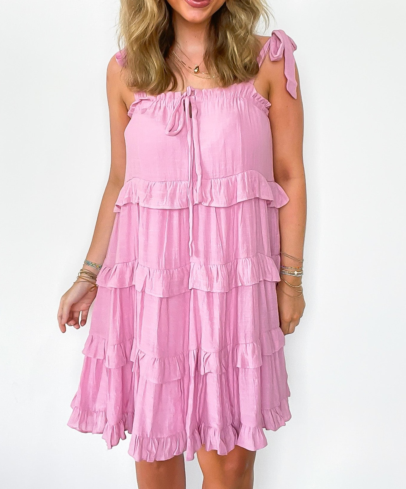 Exceptional Delight Ruffle Tiered Tie Strap Dress