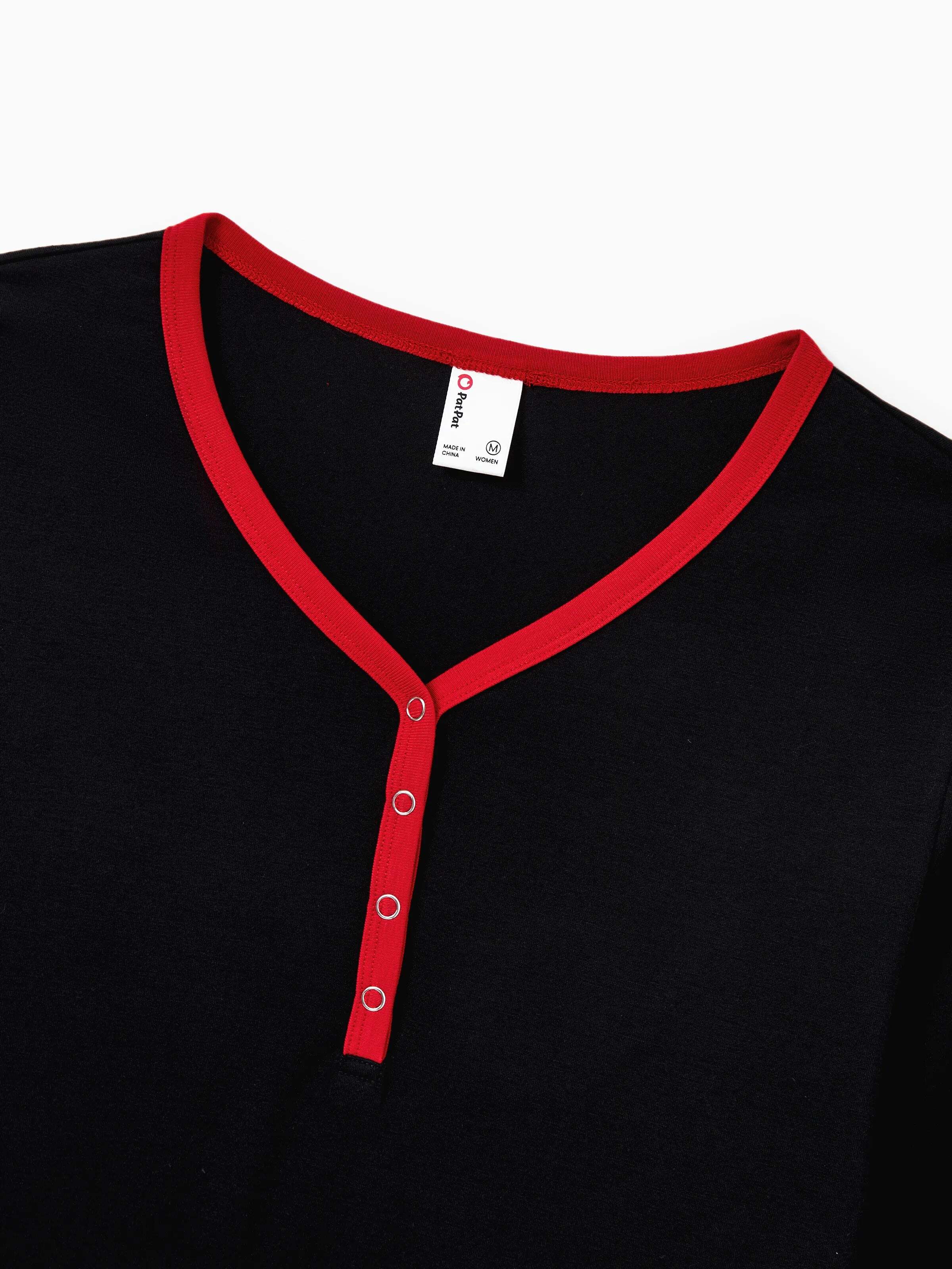 Christmas Matching Family Pajamas Set Snowman and Christmas Tree Print Black PJS with Christmas Socks Black