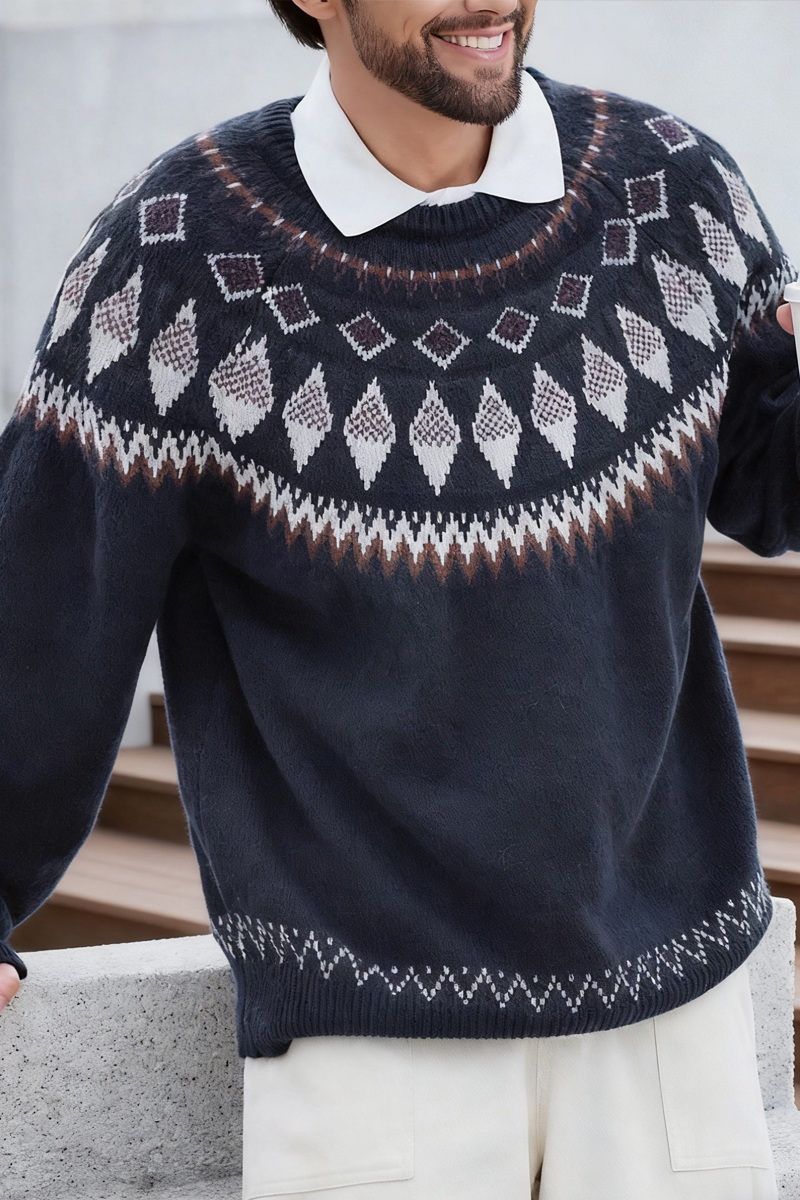 Men's Navy Lanfair Island Crew Neck Sweater