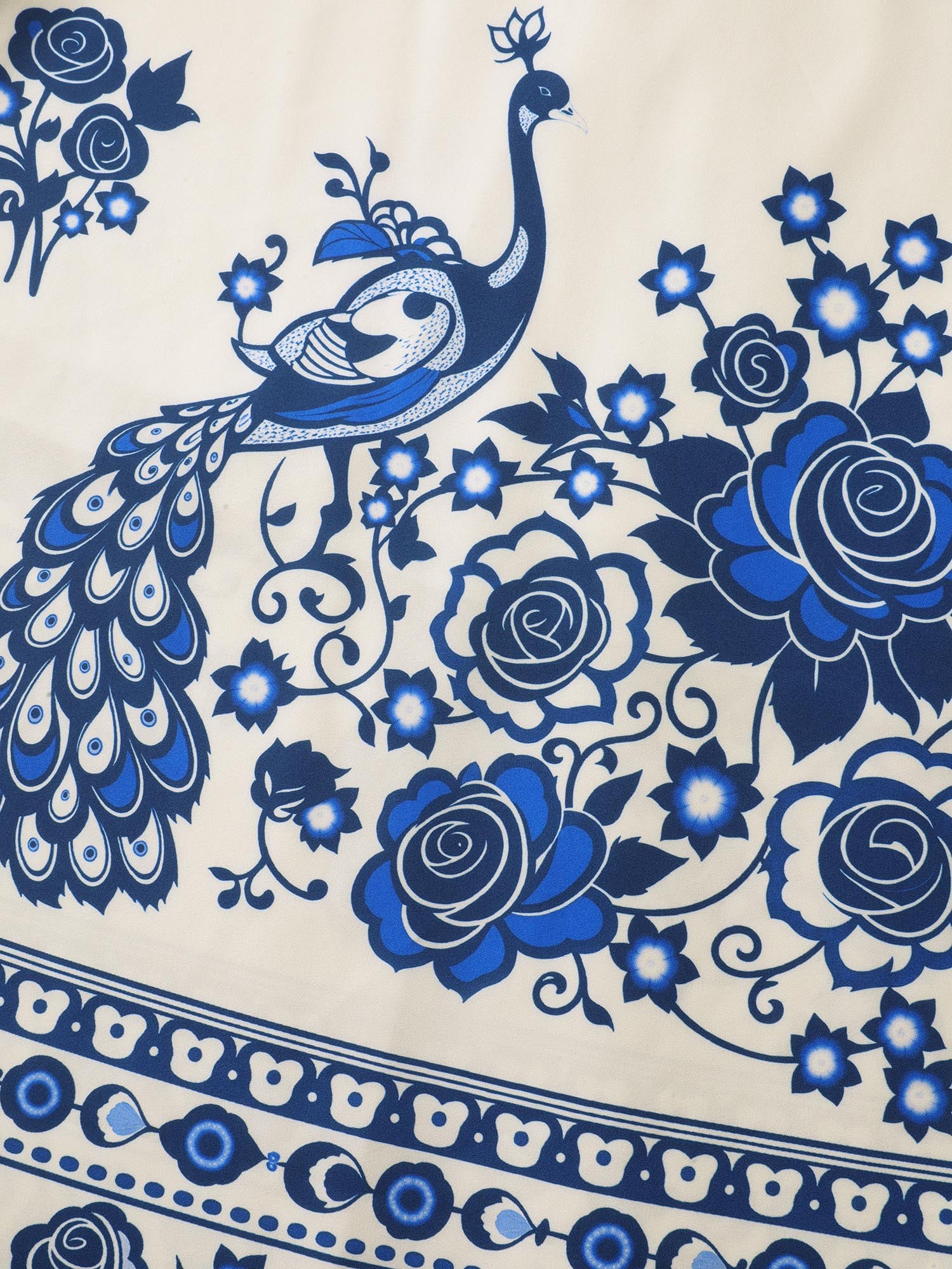 Boho Print V-Neck Pockets Midi Dress