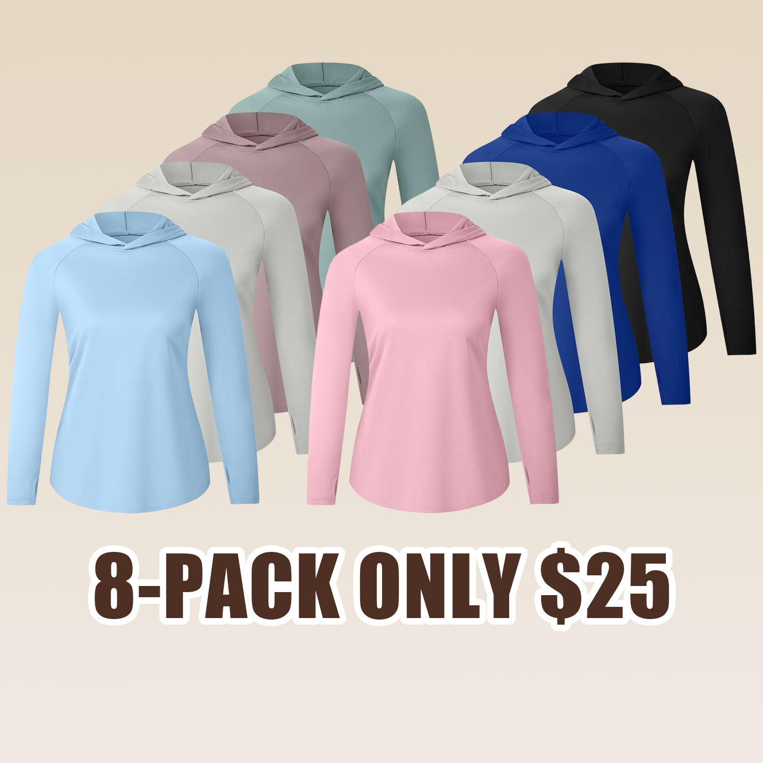 Women’s Quick Dry Running Hoodie – Lightweight Long Sleeve Workout Tops with Thumb Holes, Sun Protection Hooded Jacket
