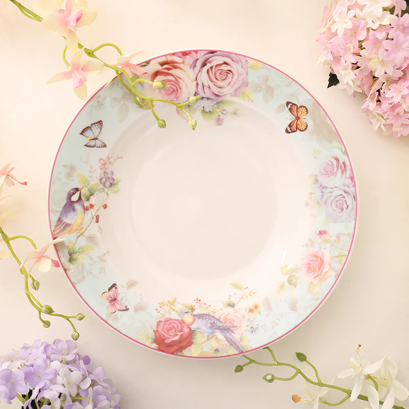 Pink Flowers Bone China Bowl