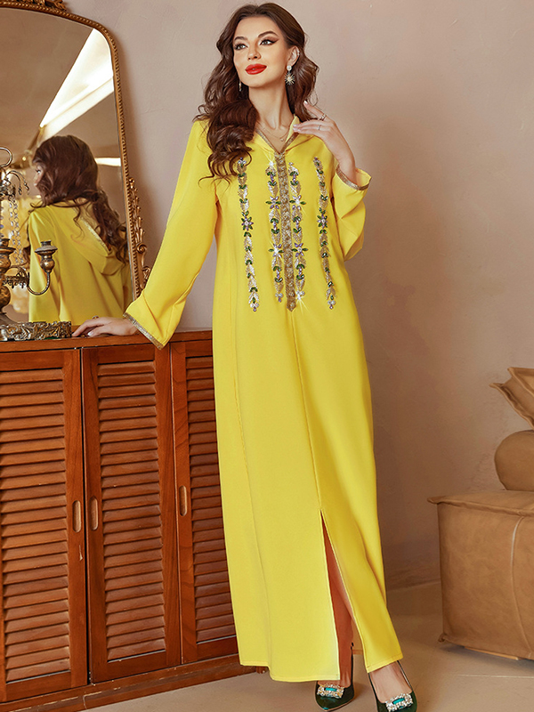 Casual Loose Sequined Solid Color Hooded Dress