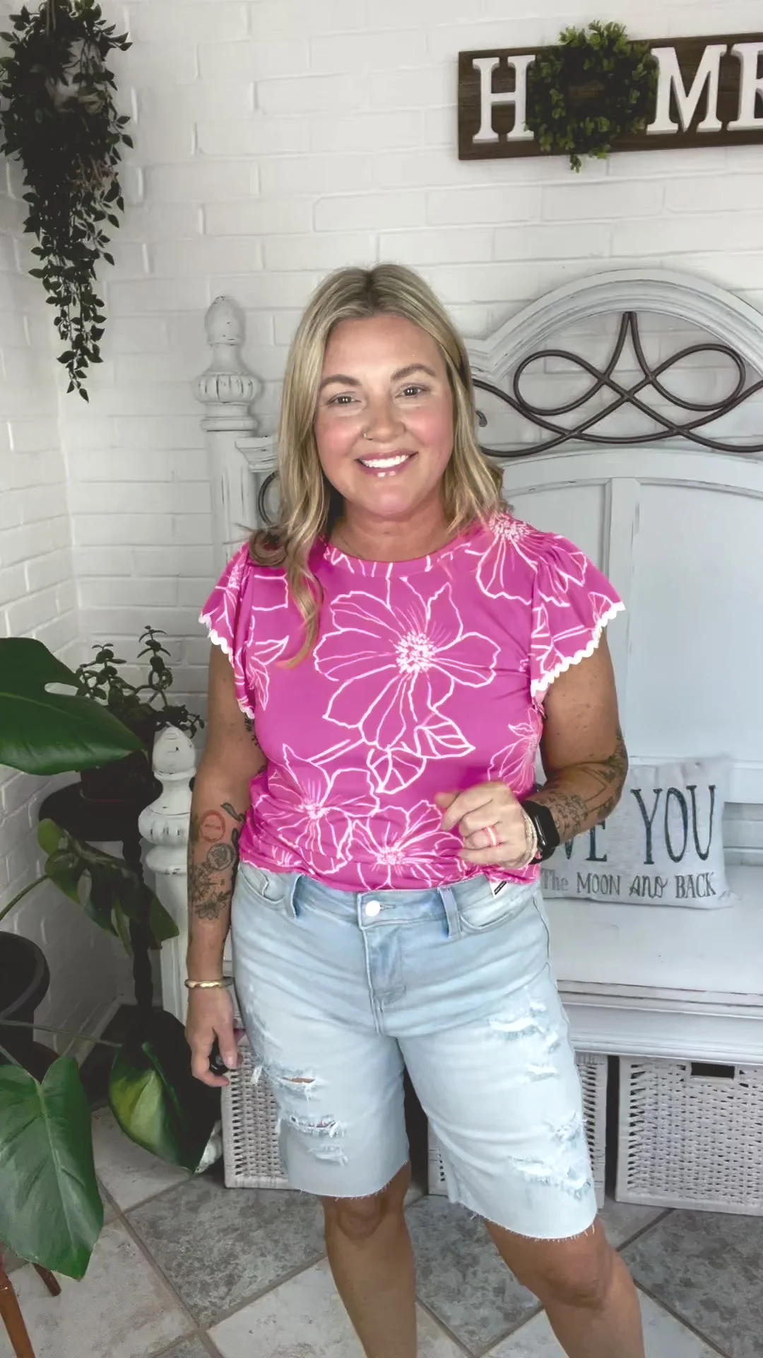 Light Wash Distressed Cut Off Bermuda Shorts