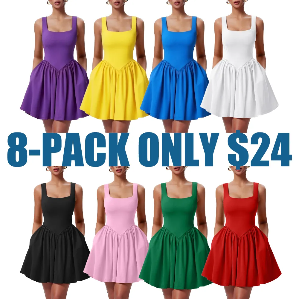 Lady's summer sleeveless V-neck A-line skirt (Just $3 Each!)