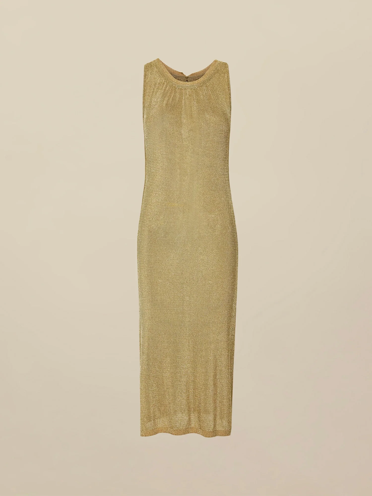 Metallic Yarn Round Neck Sleeveless Knitted Dress