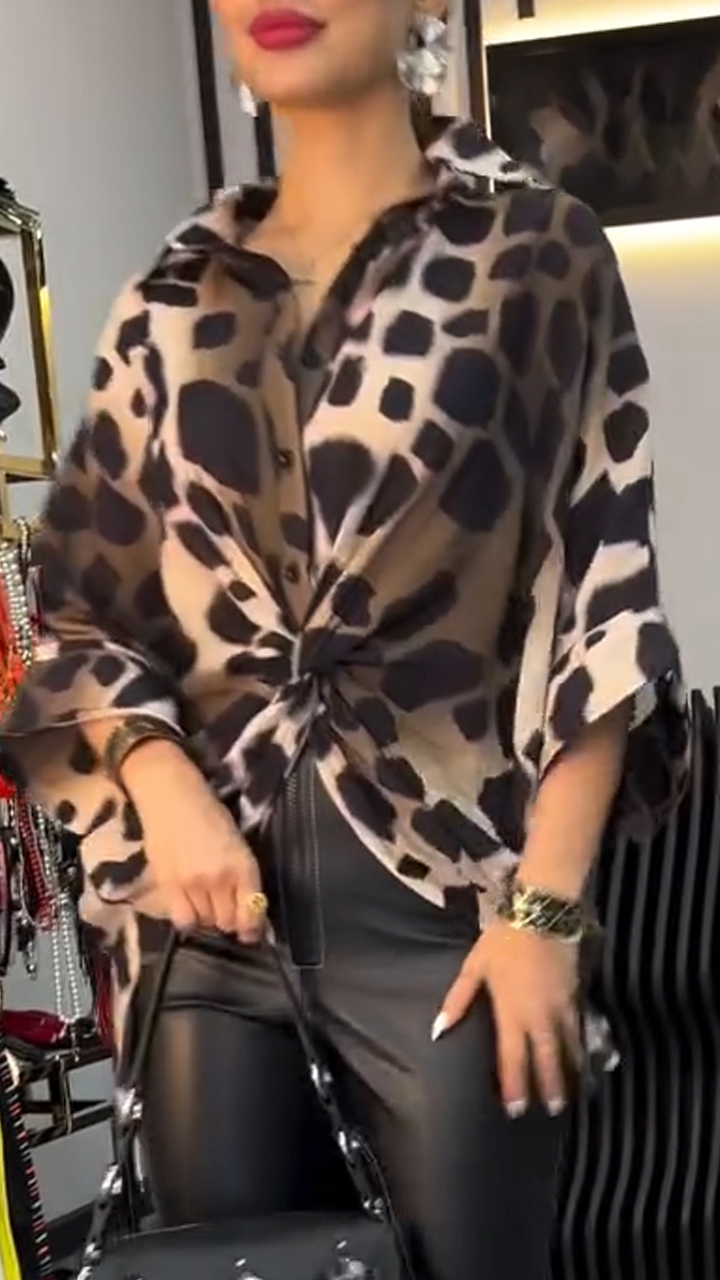 Women Collar Plaid Pleated Casual Top