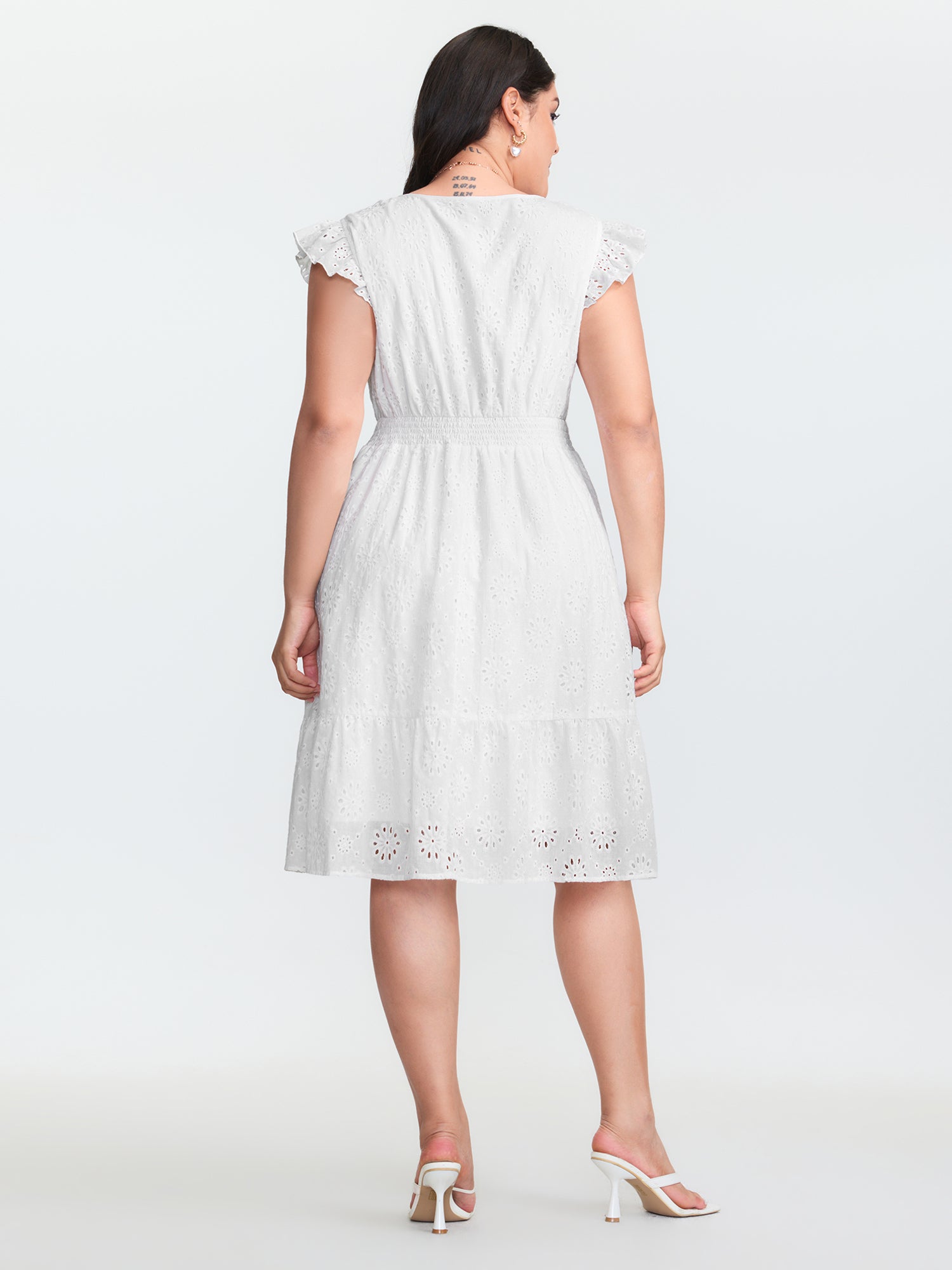 Cotton Lace Flutter Sleeve Mini Dress