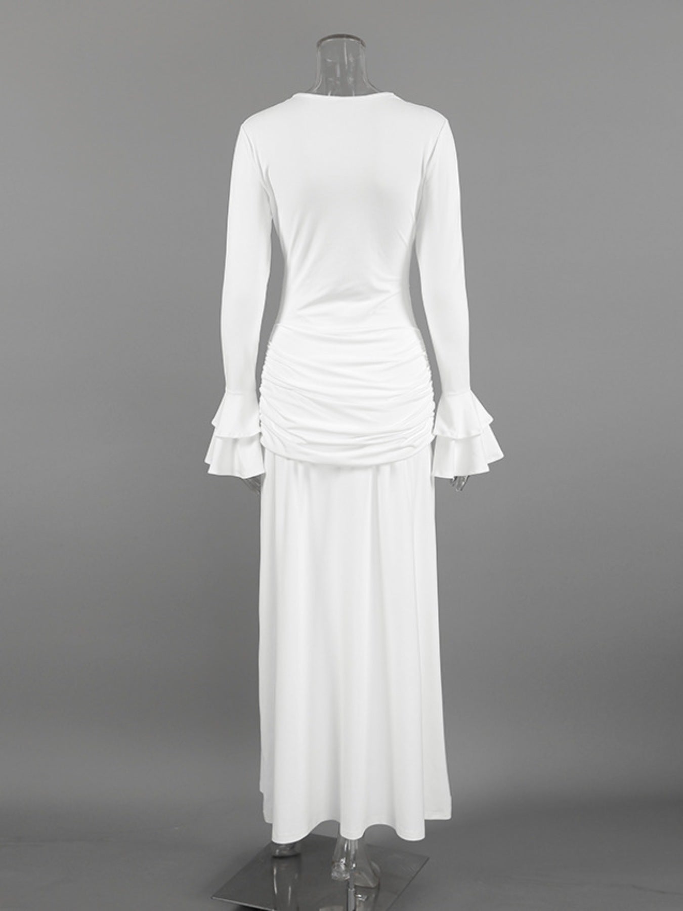 Lace Trim Long Sleeve Maxi Dress