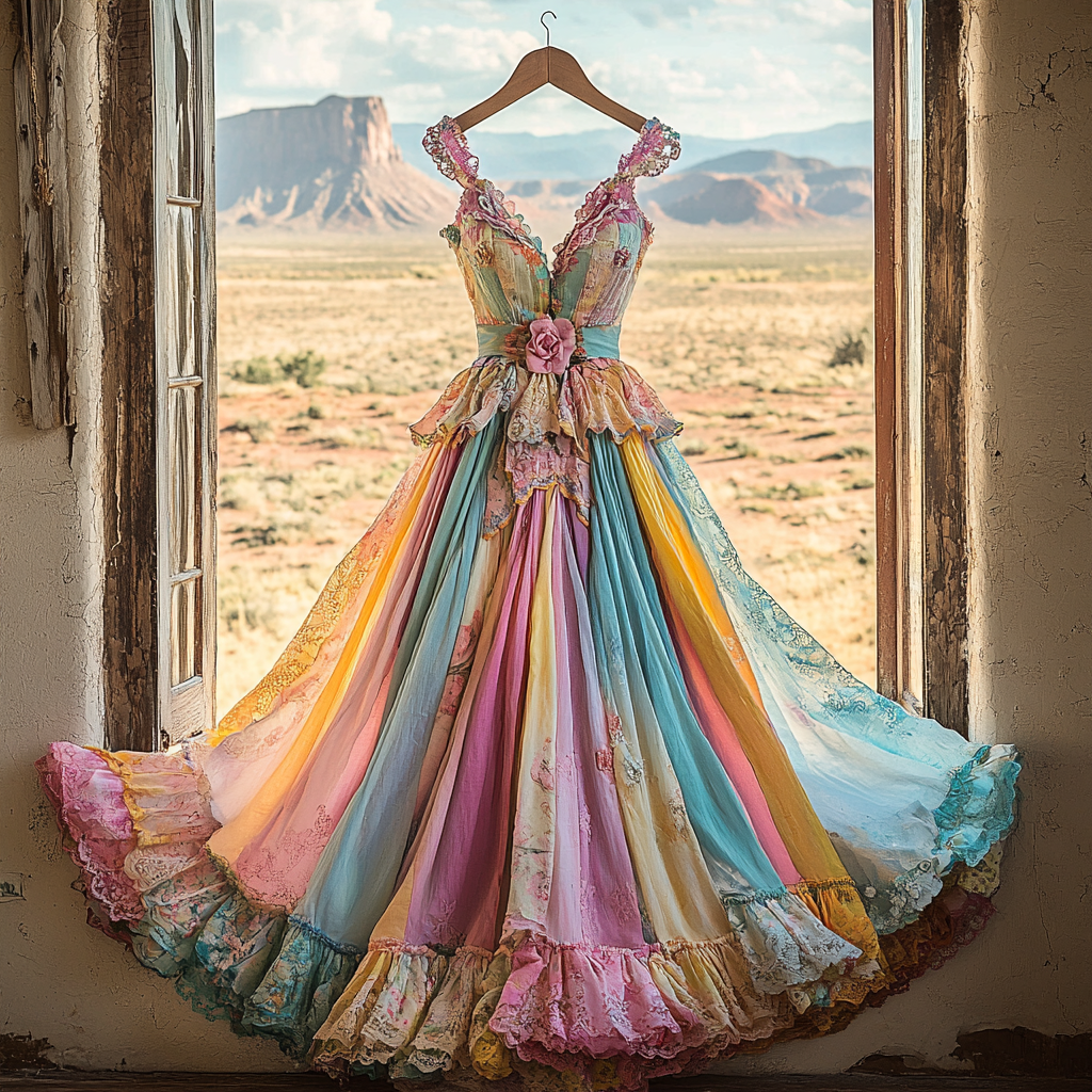 Windowsill Summer Romantic Lace Ruffle Dress 38f5