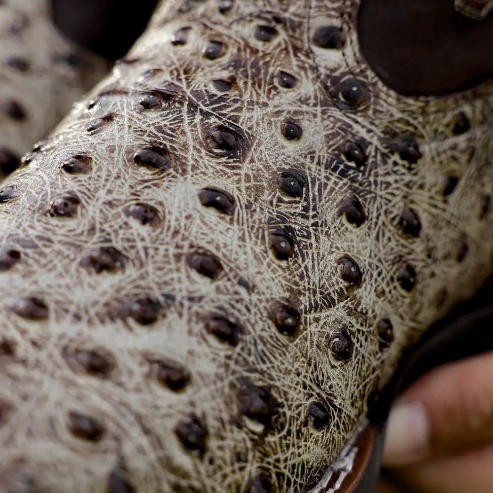 Desert Ostrich Leather Boots With Lightweight Soles - Square Toe