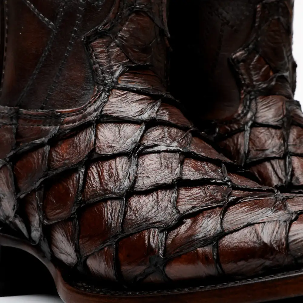 AUTHENTIC Brown Pirarucu Boots - Square Toe