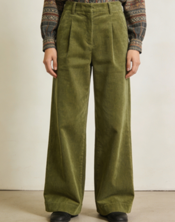 Mossy Corduroy Wide-Leg Pants