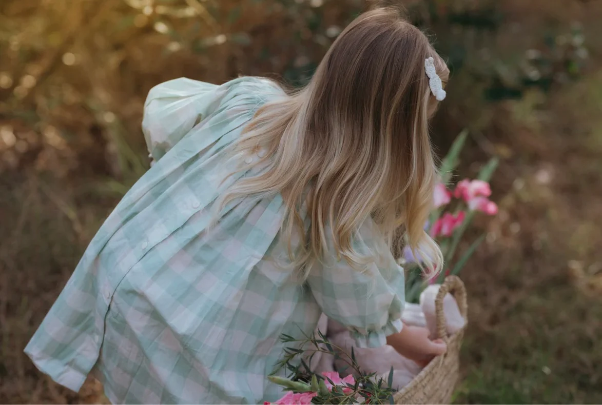 Bishop Dress - Green Gingham