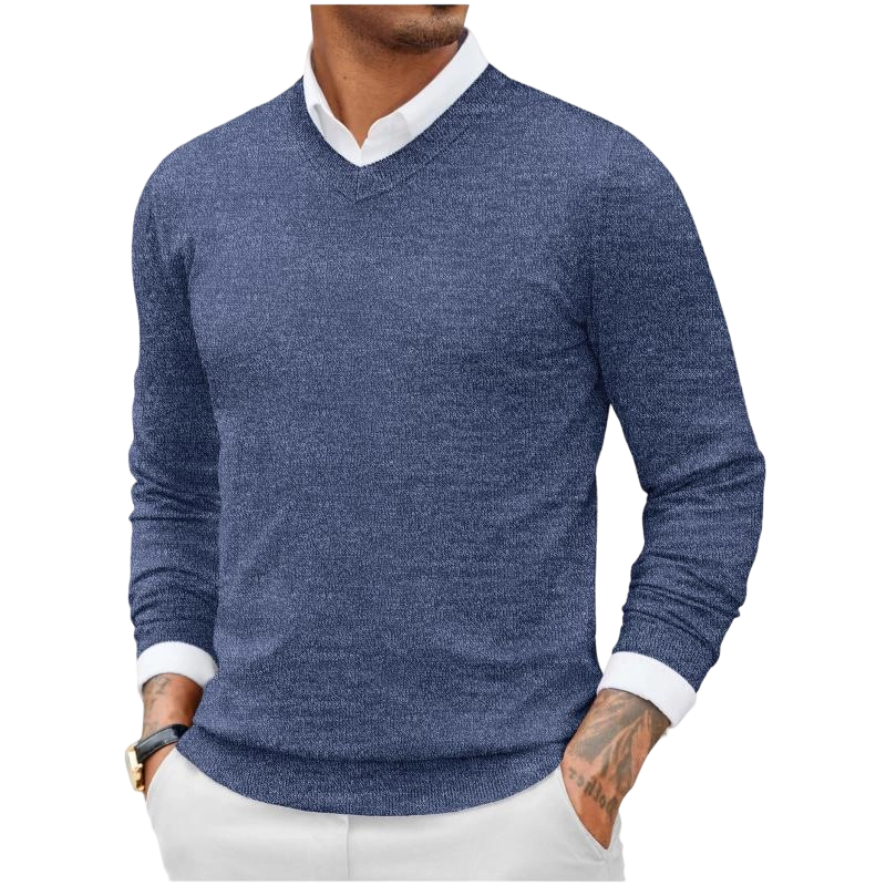 Fall Outfits 2-Pack Knitted Ribbed V-neck Casual Jumper Knitwear Classic Fabric Fashion Menswear Shirt Soft Sweater Office