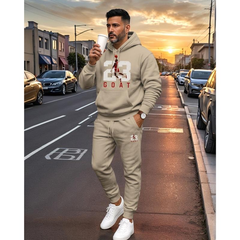 Men's Goat 23 Pattern Print Hoodie and Drawstring Sweatpants Set
