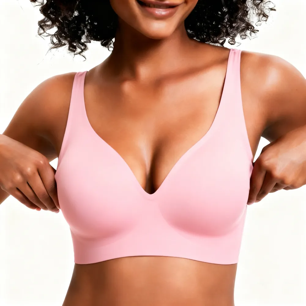 Womens Comfortable Wireless Bras Push Up Bralettes Seamless Tshirts Bras Deep V Everyday Bras