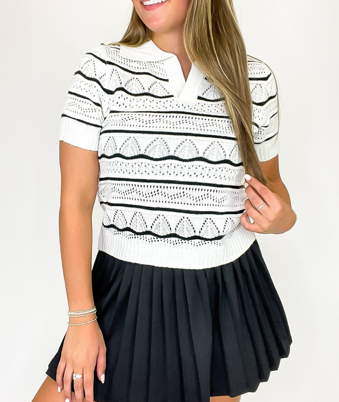 Knit Code Openwork Pattern Top