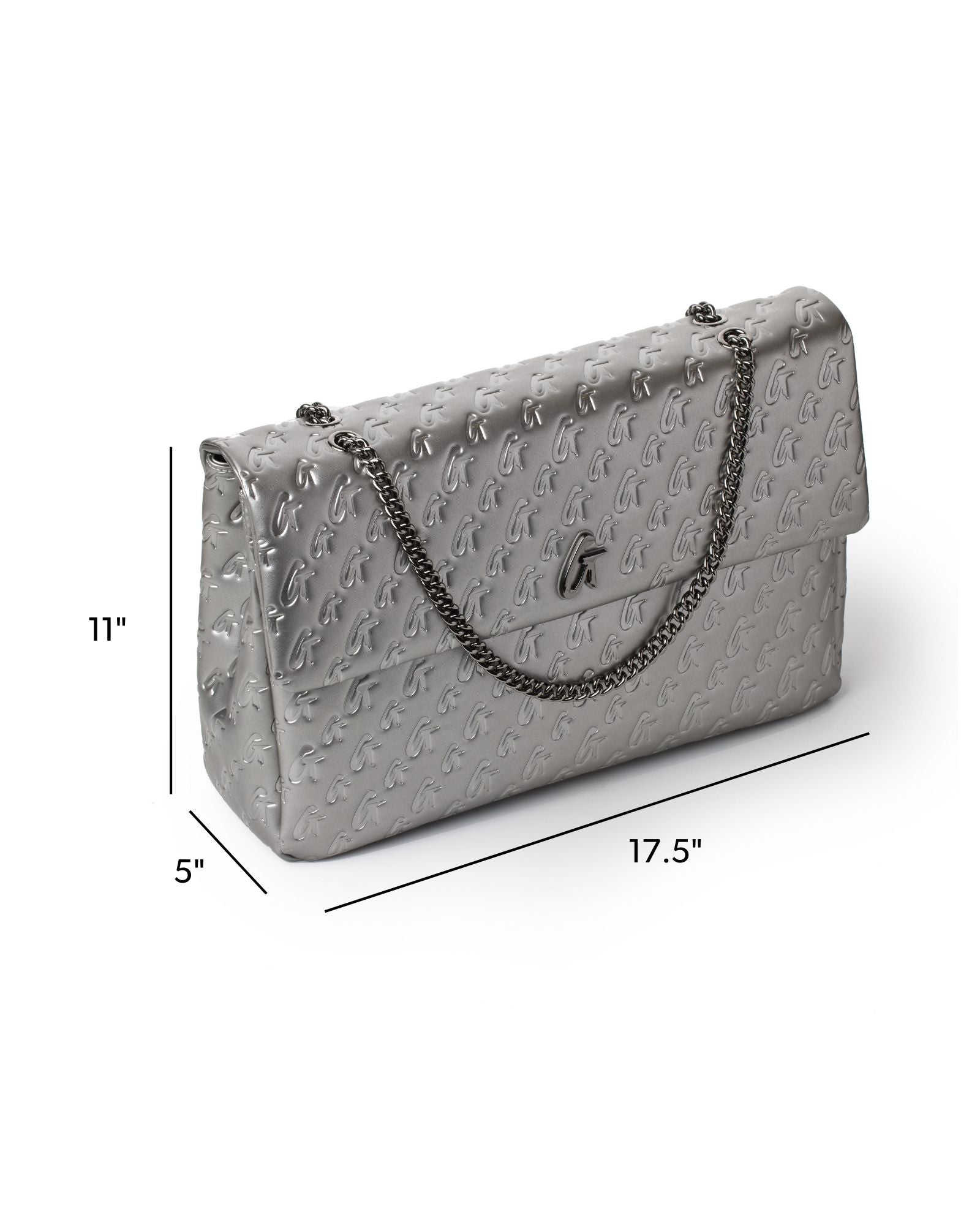 XL MONOGRAM FLAP BAG - PLATINUM