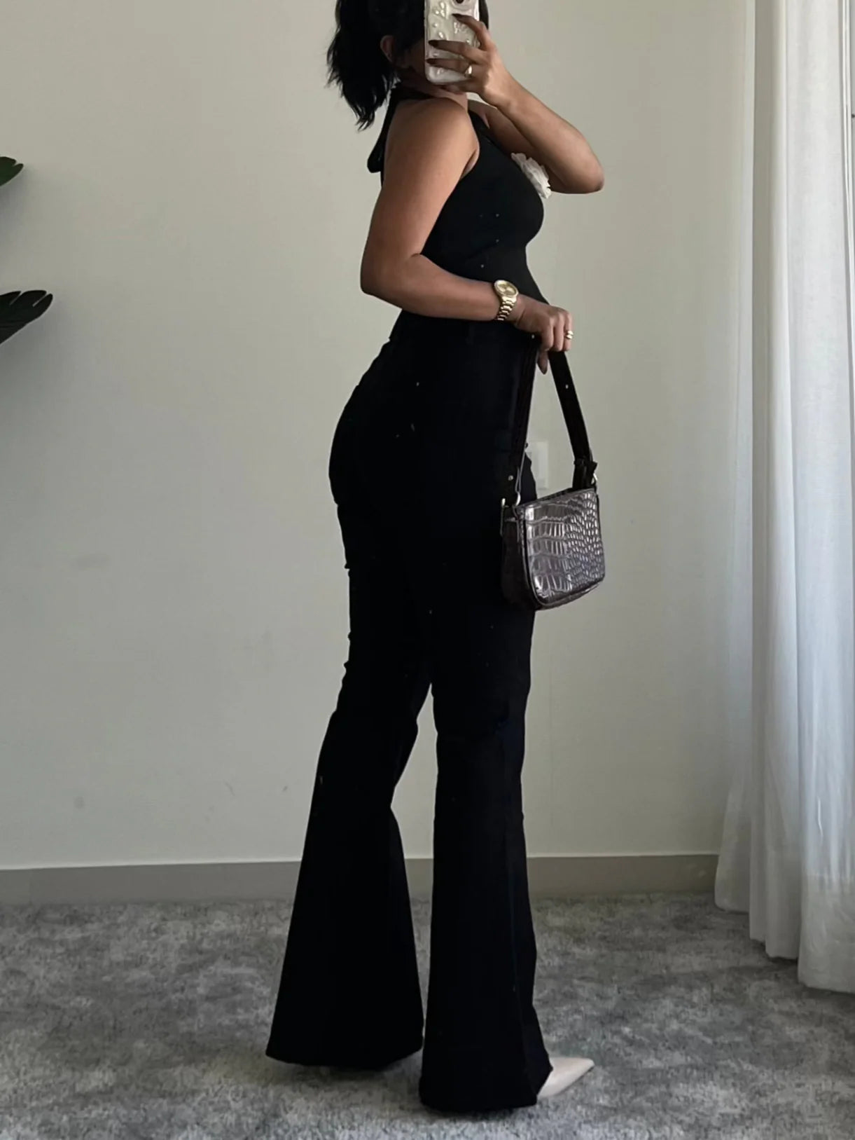 Black Ultra High Rise Flare Jeans