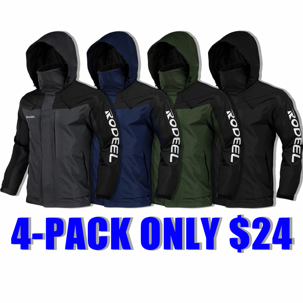 Men’s Waterproof Lightweight Rain Jacket with Foldable Hood