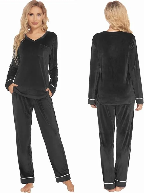 Velvet Pajamas Set – Soft Velour Long Sleeve Sleepwear for Men & Women