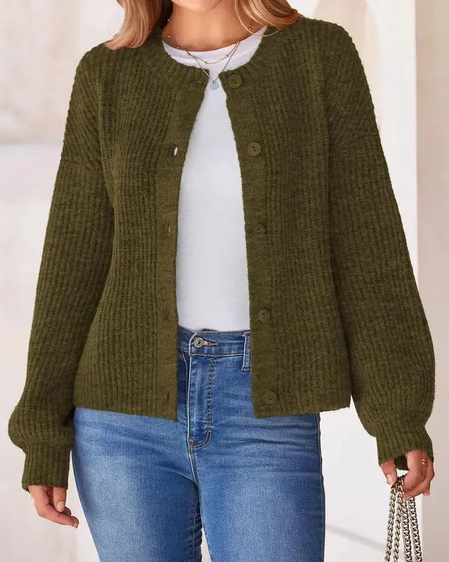 Women's Chunky Knit Fall Cardigan Winter Long Sleeve Button Down
