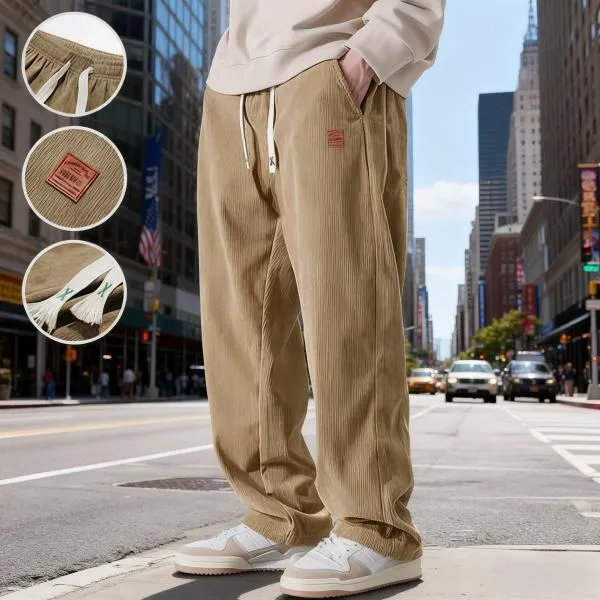 Men's Corduroy Straight-Leg Sweatpants Autumn New Arrival Loose Fit Wide-Leg Casual