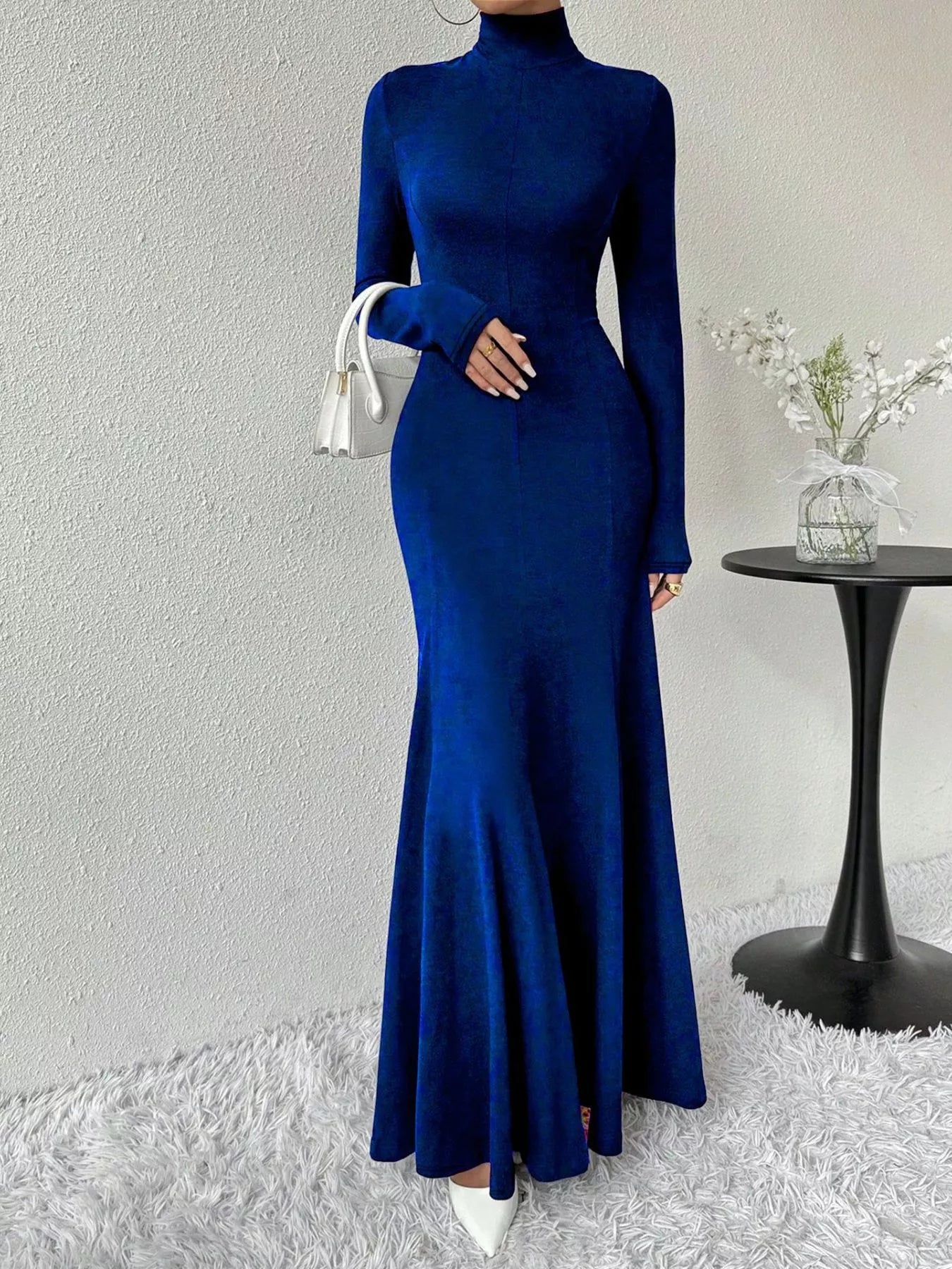Turtleneck Long Sleeve Maxi Mermaid Dress