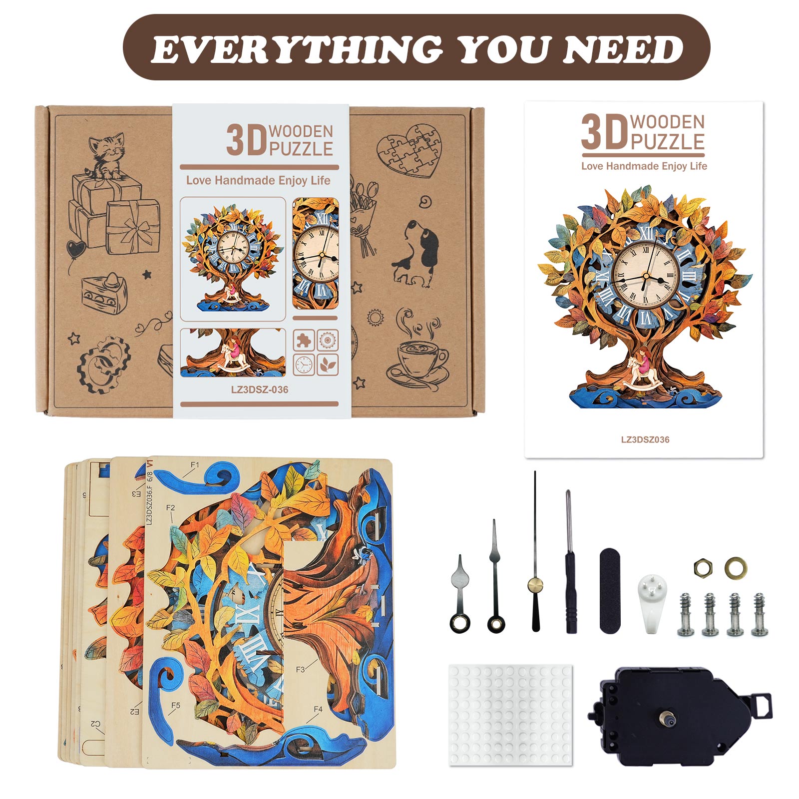Tree of Life â€“ DIY Wooden Clock, 3D Puzzle Craft Kit