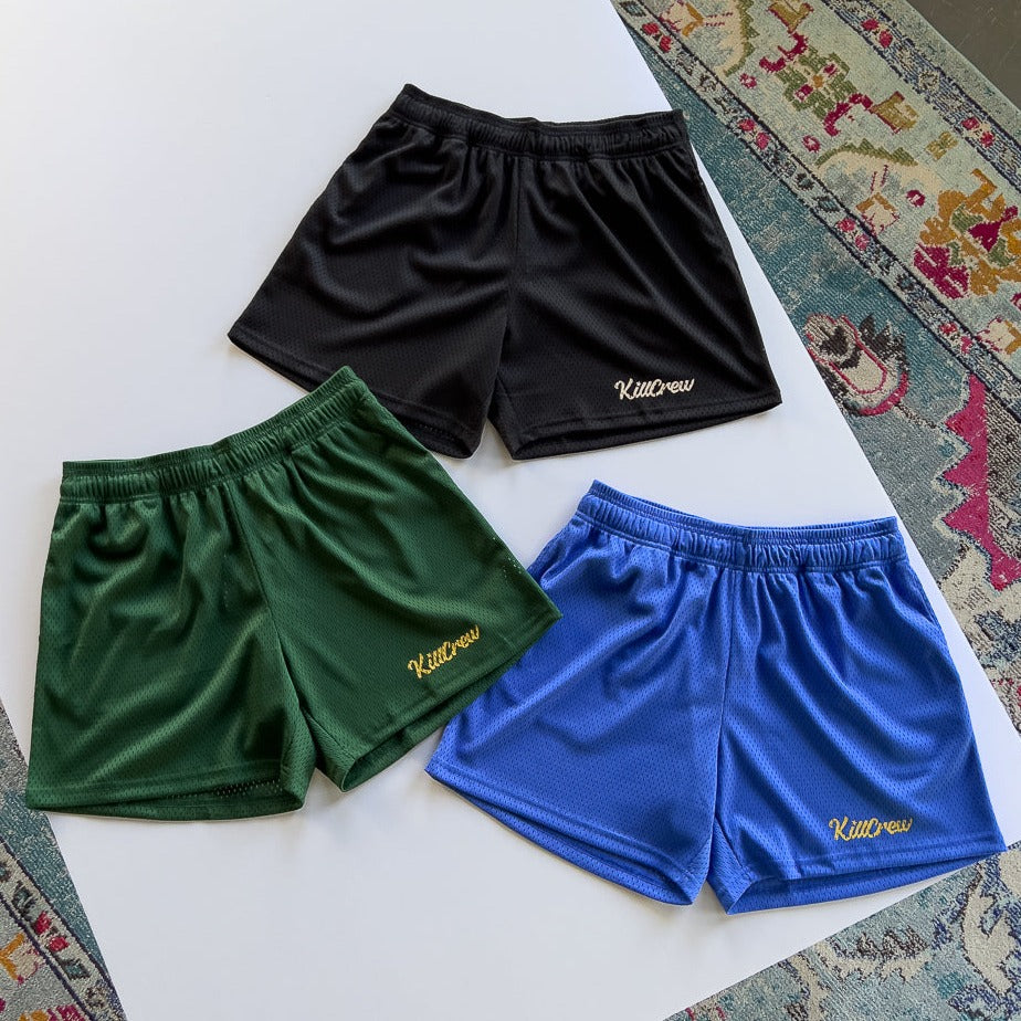 VENTED MESH SHORTS SCRIPT  - BLACK / CREAM