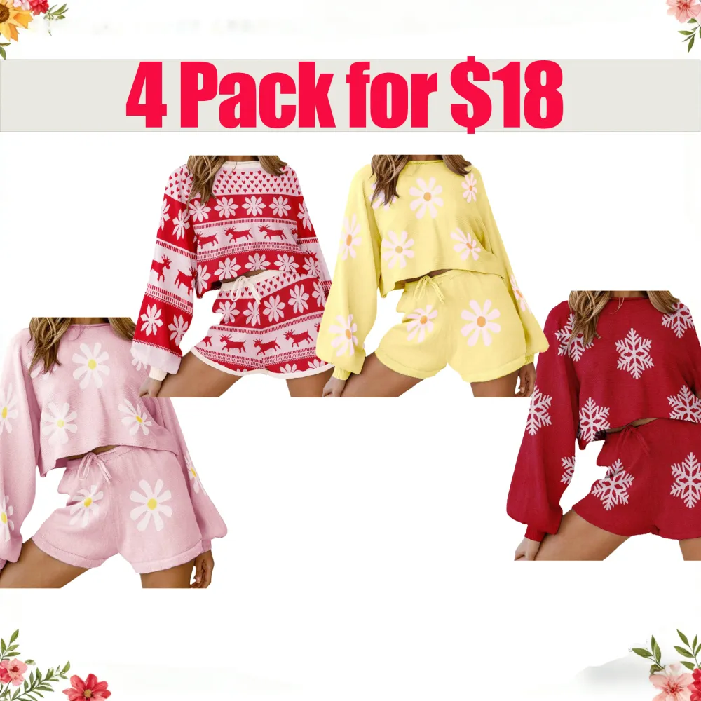 Comfortable Two-Piece SeT-Long-Sleeve Top and Shorts