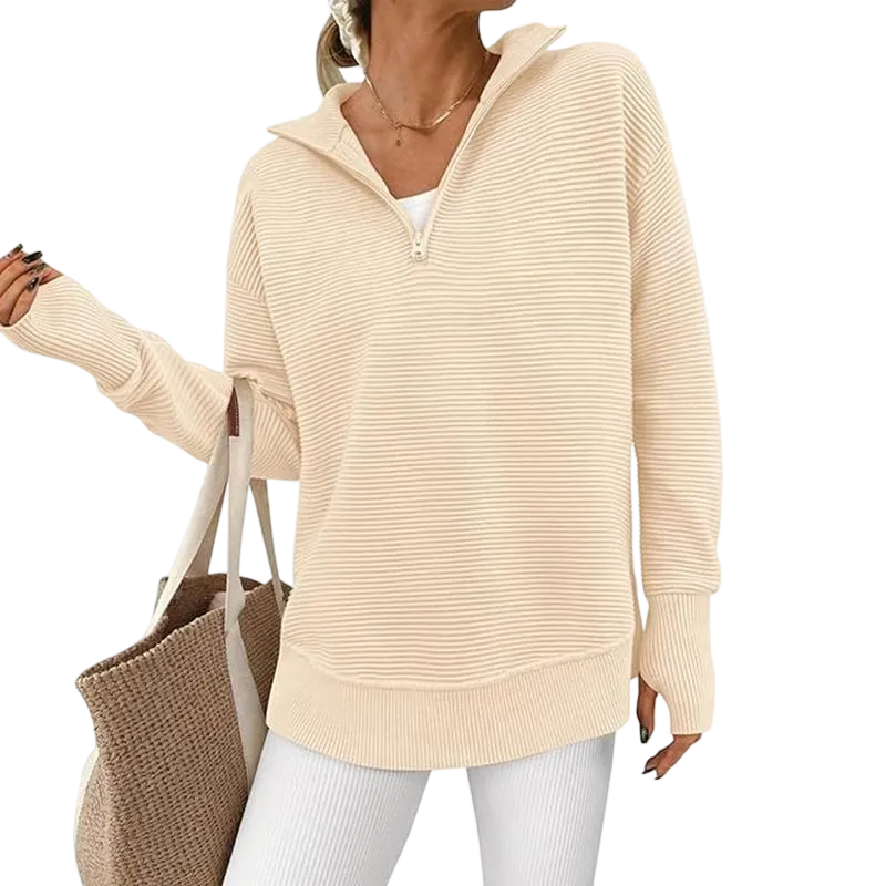 Women's Long Sleeve Quarter Zip Pullover Sweater