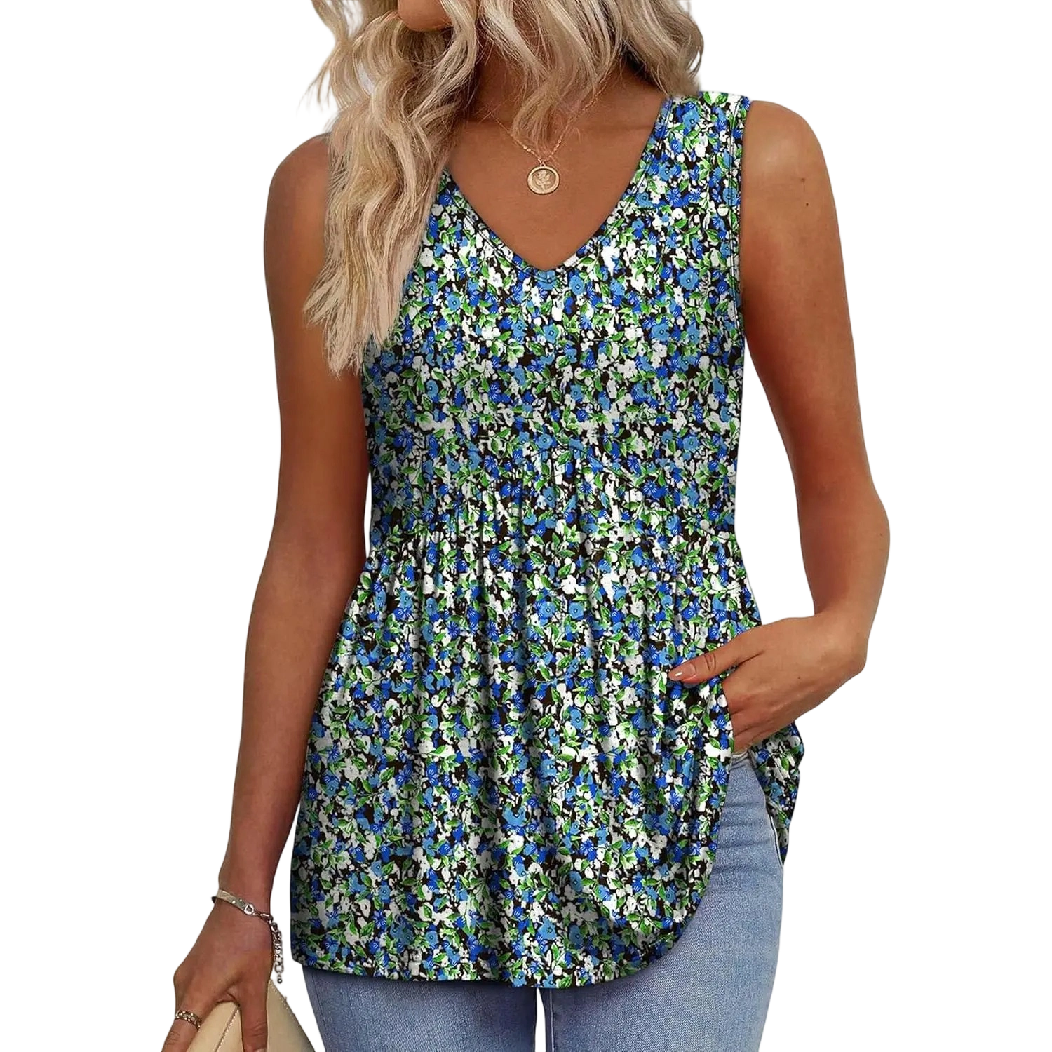 Women's Flowy Babydoll Peplum Tank Top