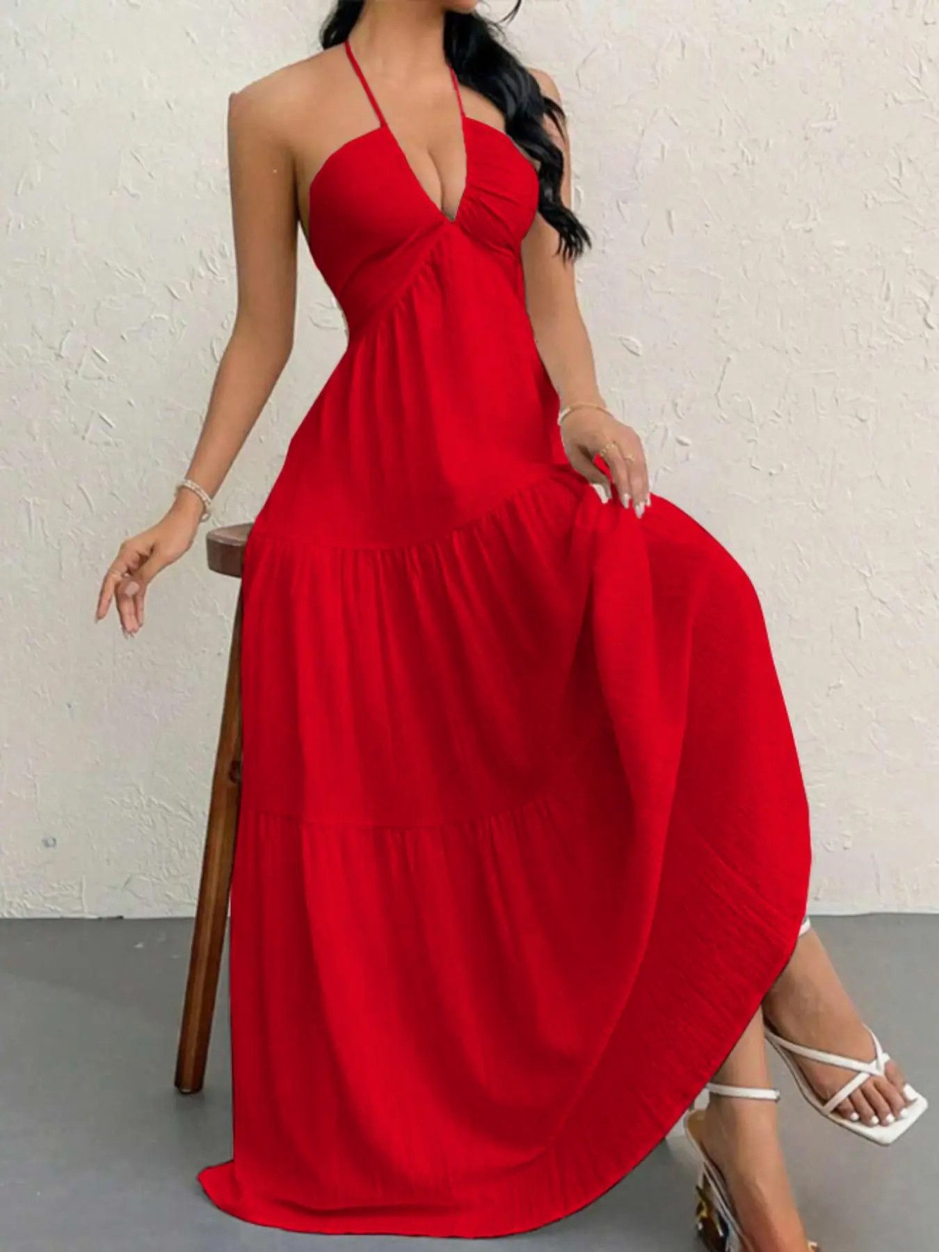 Women's Sleeveless Plain A-Line Maxi Dress