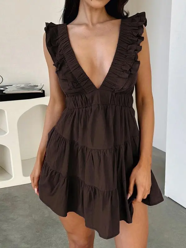 Women's Plain Deep V Neck Sleeveless Dress (Just $4 Each!)