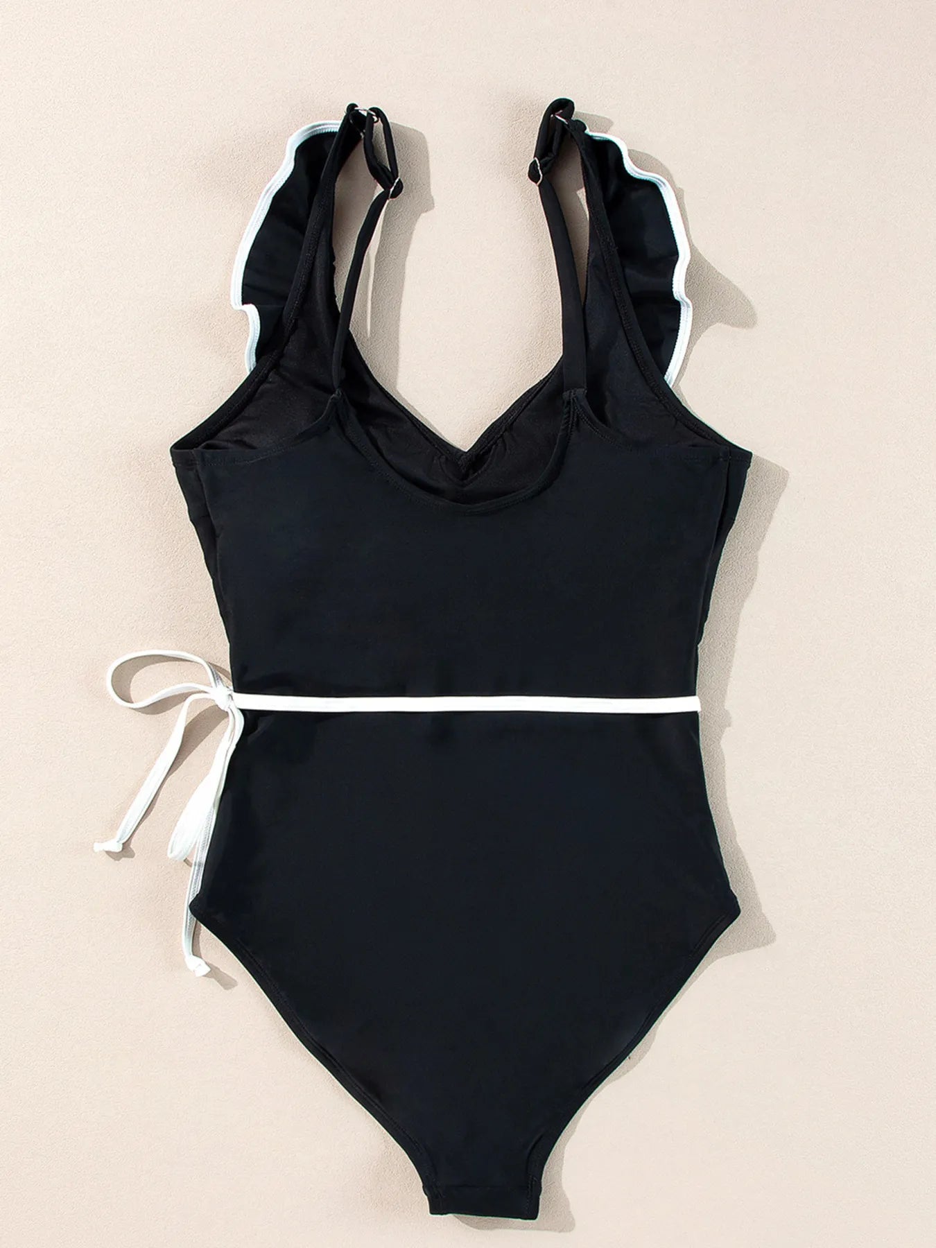 Ruffle Trim V-Neck One-Piece Swimsuit