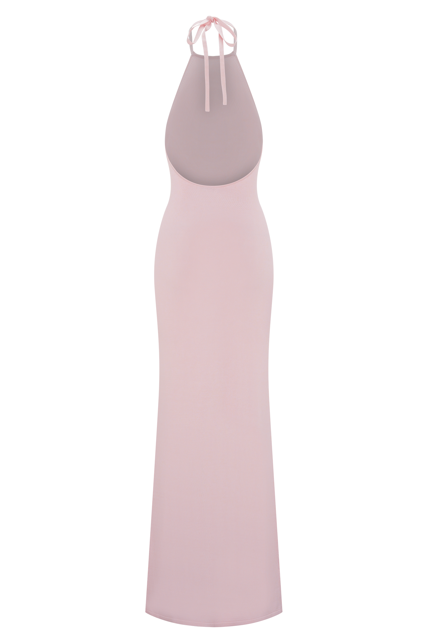 Pink Knit Halter Maxi Dress