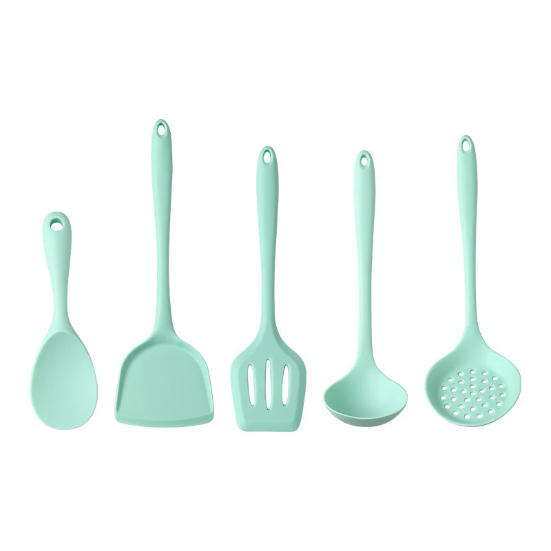 Green-Pink Silicone Kitchen Utensil Set