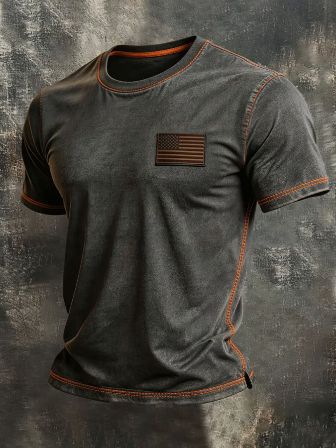 Men'S Casual American 250Th Anniversary Printed Round Neck Short Sleeved T-Shirt