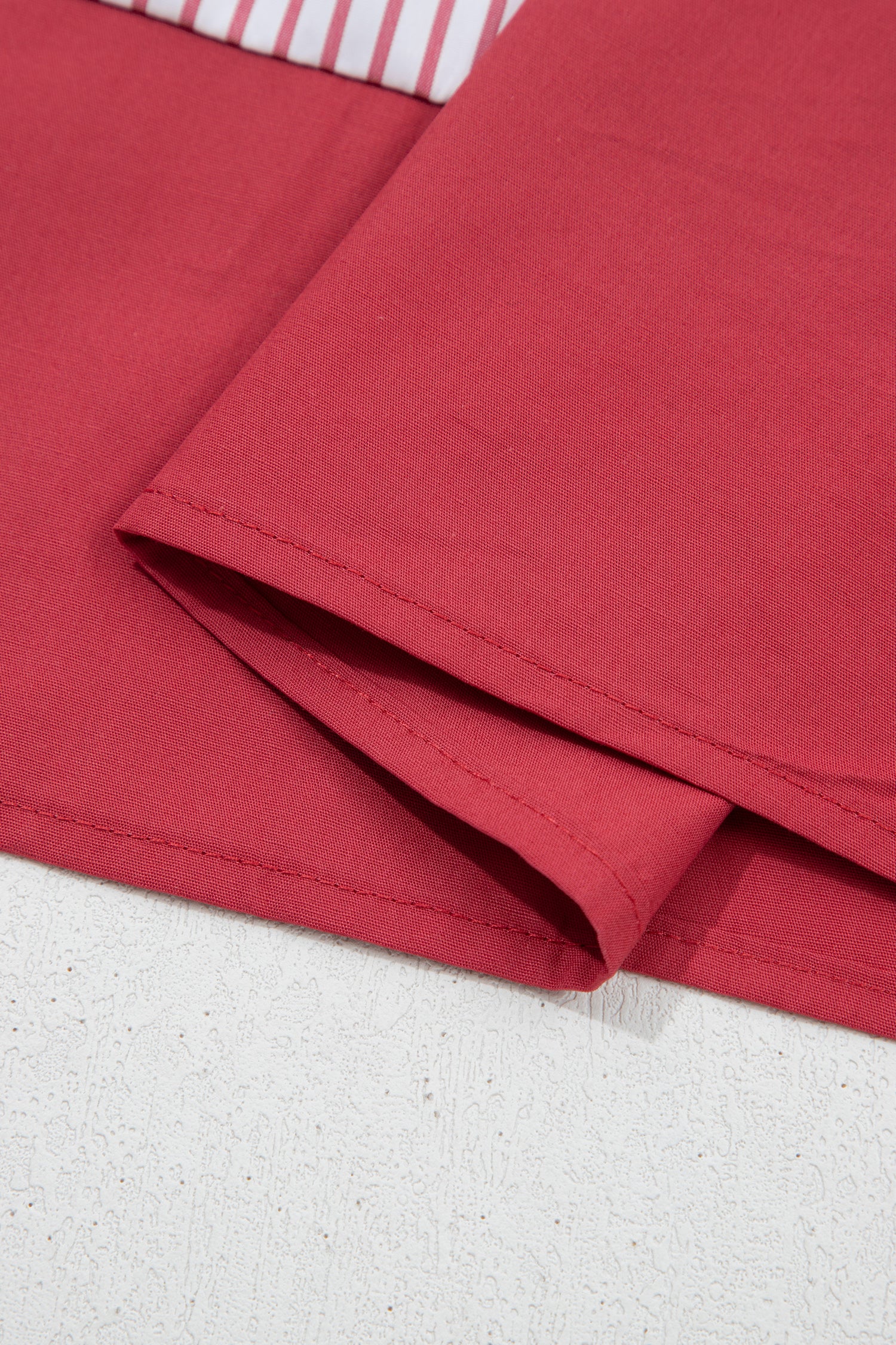 Red Stripe Plus Size Ruffled Hem Pinstriped Midi Dress