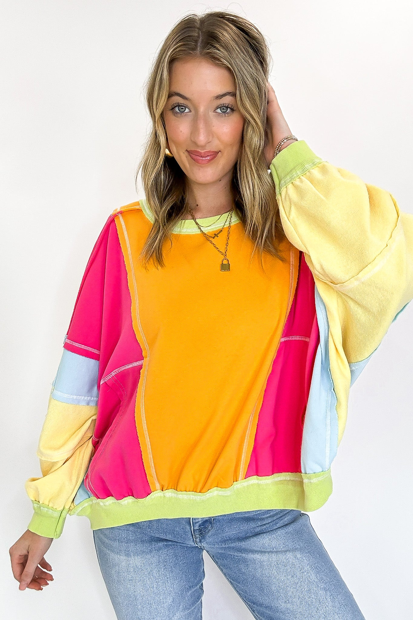 Vintage Washed Terry Raw Edge Pullover