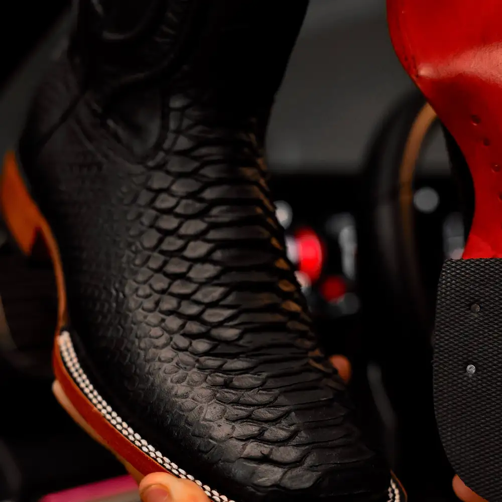 Matte Black Python Boots—Square Toe