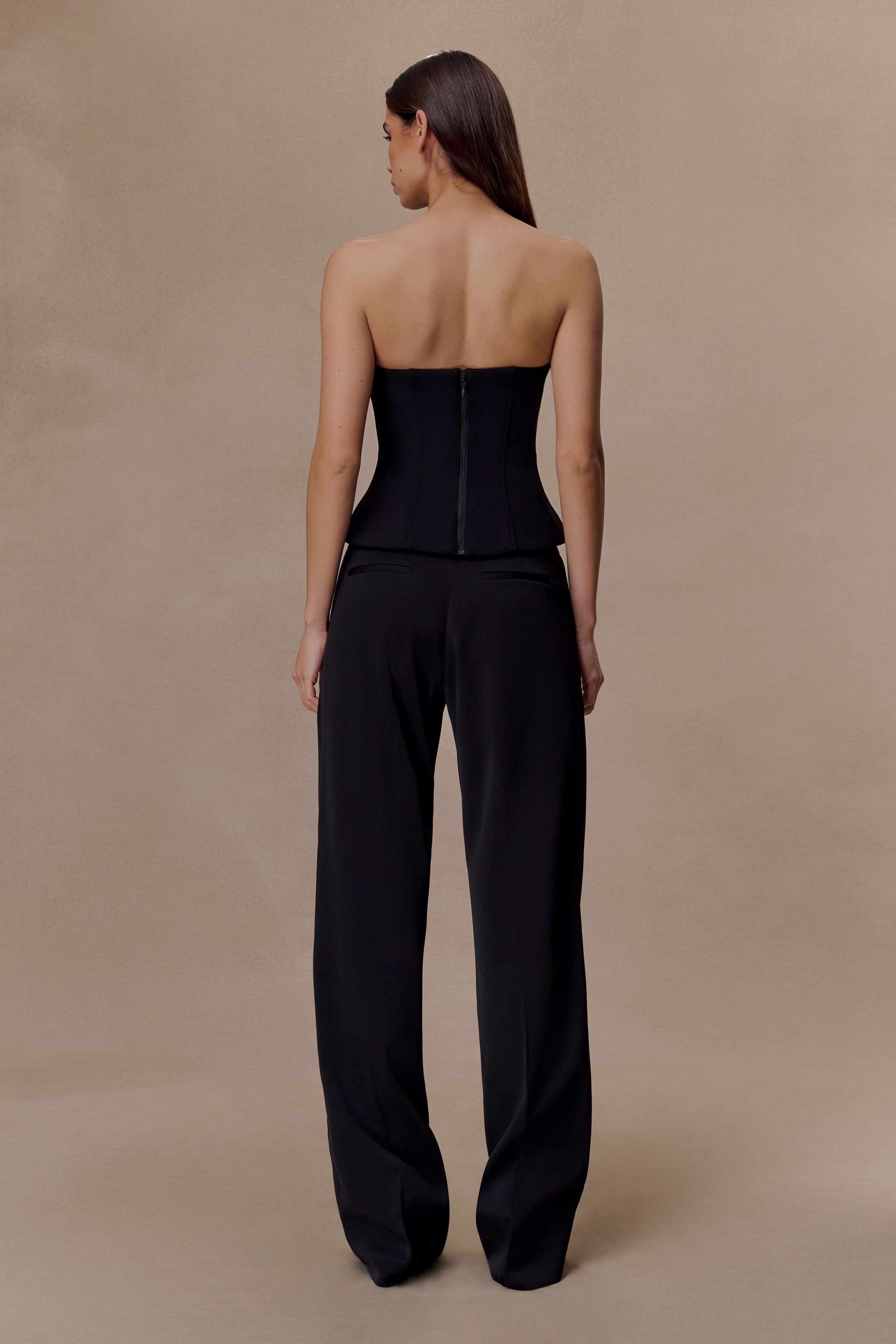 Black Satin Straight Leg Pant