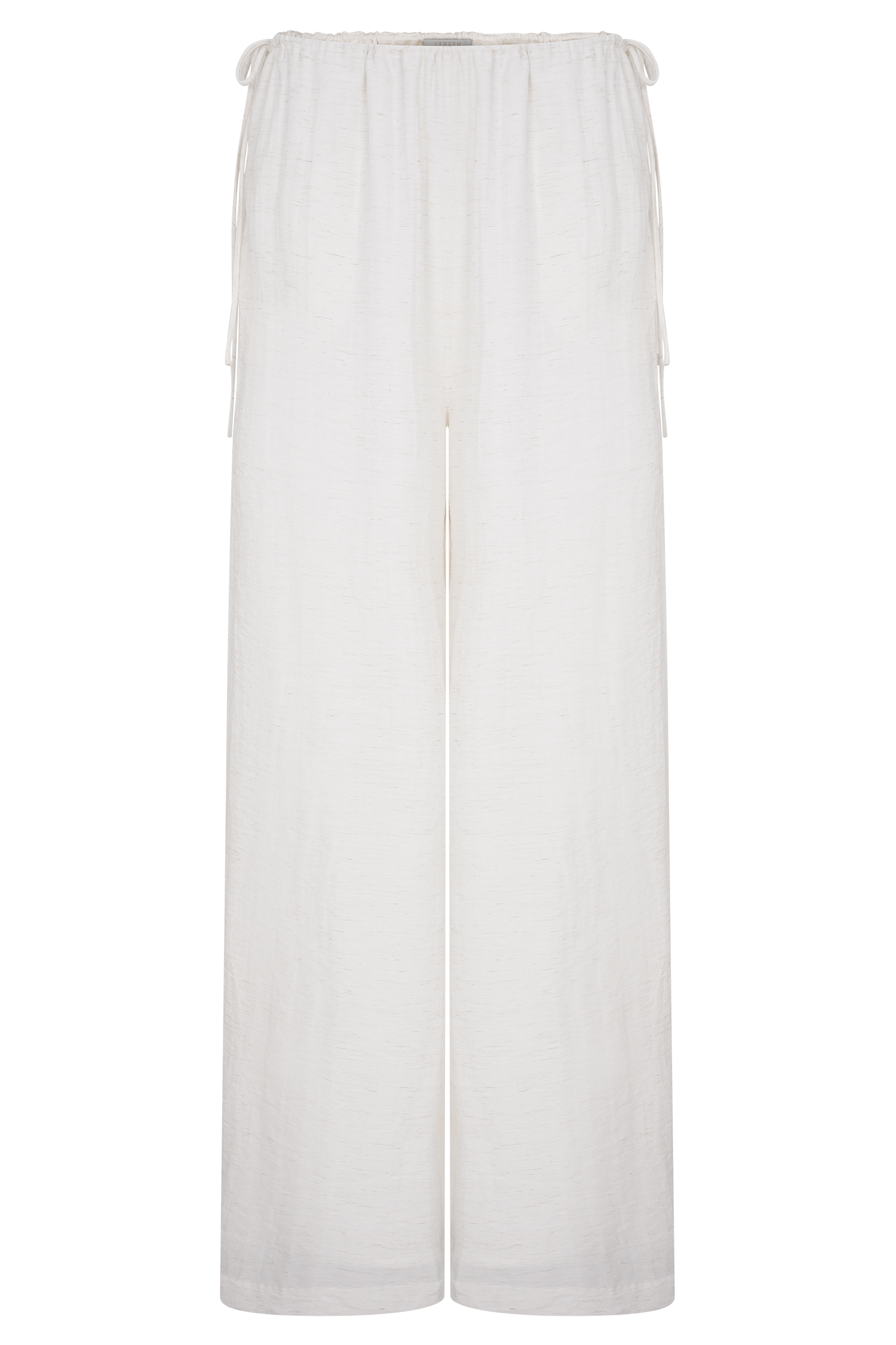 White Drawstring Straight Leg Pants