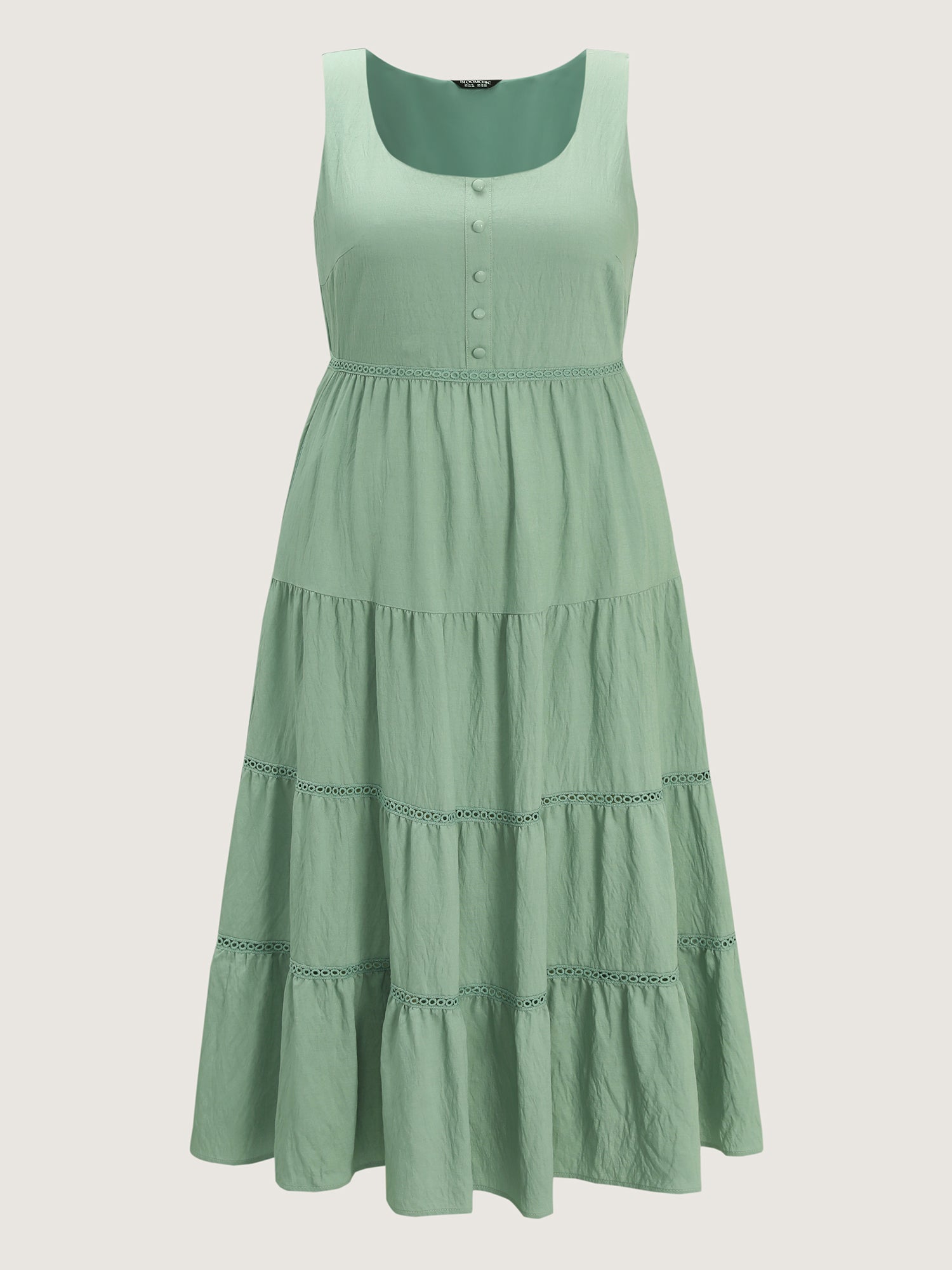 Lace Trim Sleeveless Tiered Maxi Dress