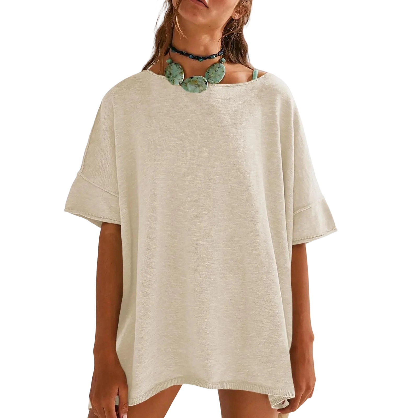 Casual Short Sleeve Blouse with Side Slits
